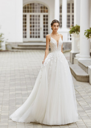 Spaghetti Straps Beaded Ivory Lace Tulle Fairy Wedding Dress